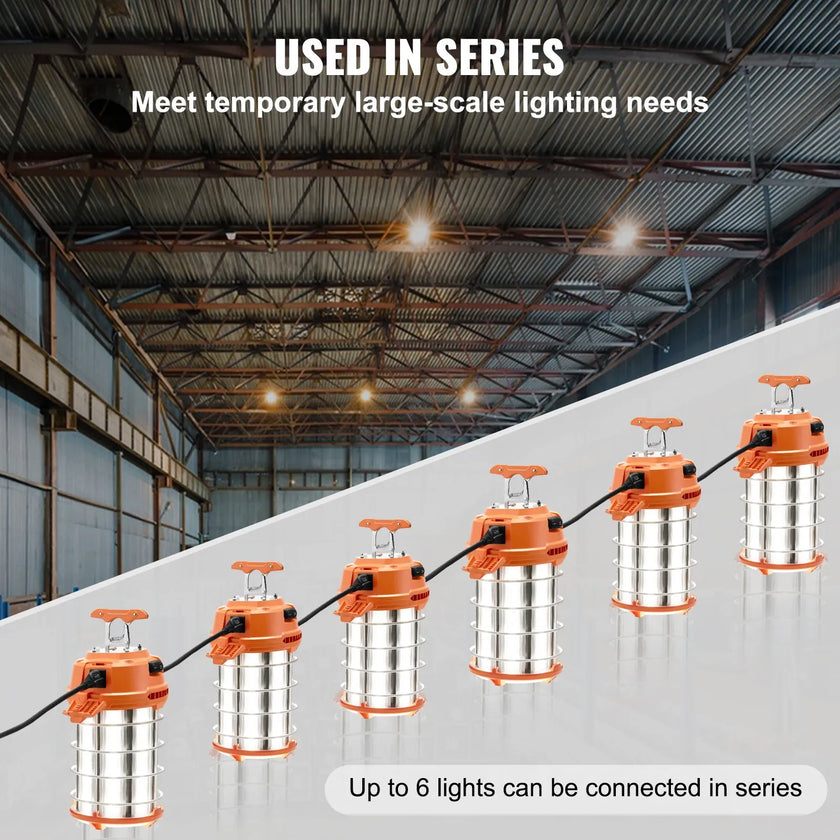VEVOR LED Temporary Work Light, 150W, 20000lm Construction Lights, 5000K Portable Super Bright & Waterproof & Connected Up to 6 lights, Hanging Job Site Lighting for Indoor and Outdoor Lighting