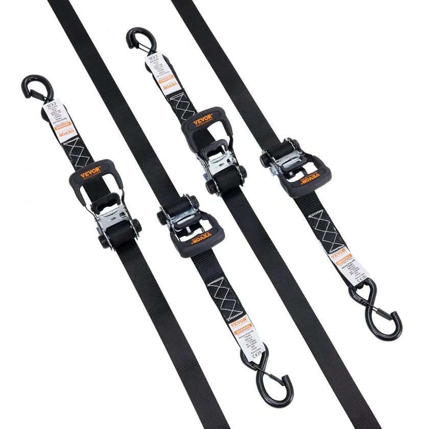 VEVOR Ratchet Tie Down Straps (4PK), 5208 lb Max Break Strength, Includes 4 Premium 1.6