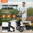 VEVOR Folding Knee Scooter, Aluminum Steerable Knee Walker with Height-Adjustable Handlebar & Knee Pad, 12