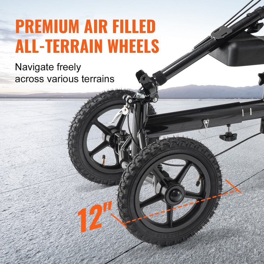 VEVOR Folding Knee Scooter, Aluminum Steerable Knee Walker with Height-Adjustable Handlebar & Knee Pad, 12