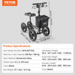 VEVOR Folding Knee Scooter, Aluminum Steerable Knee Walker with Height-Adjustable Handlebar & Knee Pad, 12