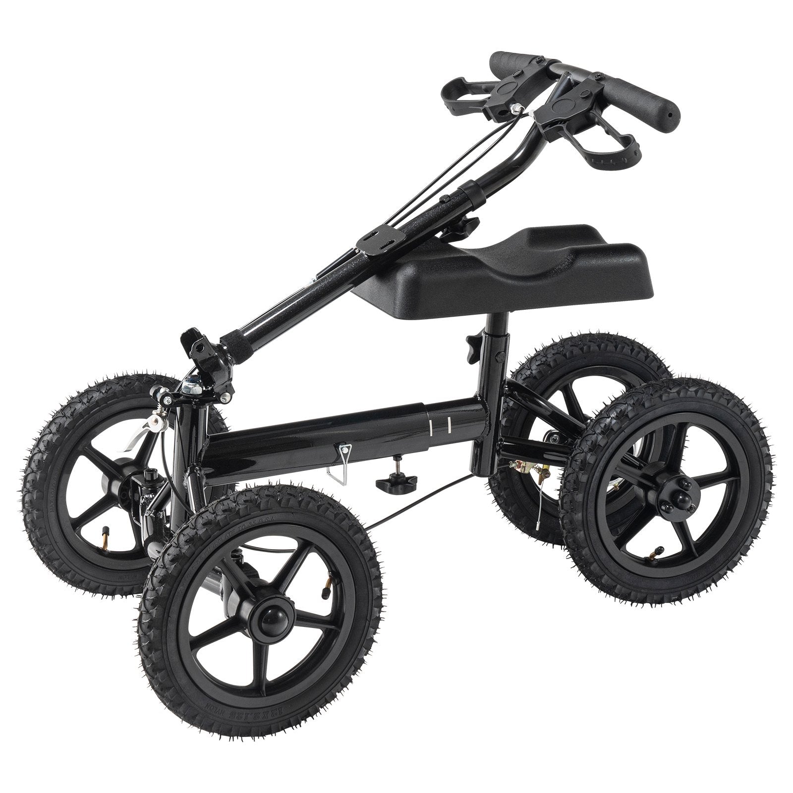 VEVOR Folding Knee Scooter, Aluminum Steerable Knee Walker with Height-Adjustable Handlebar & Knee Pad, 12