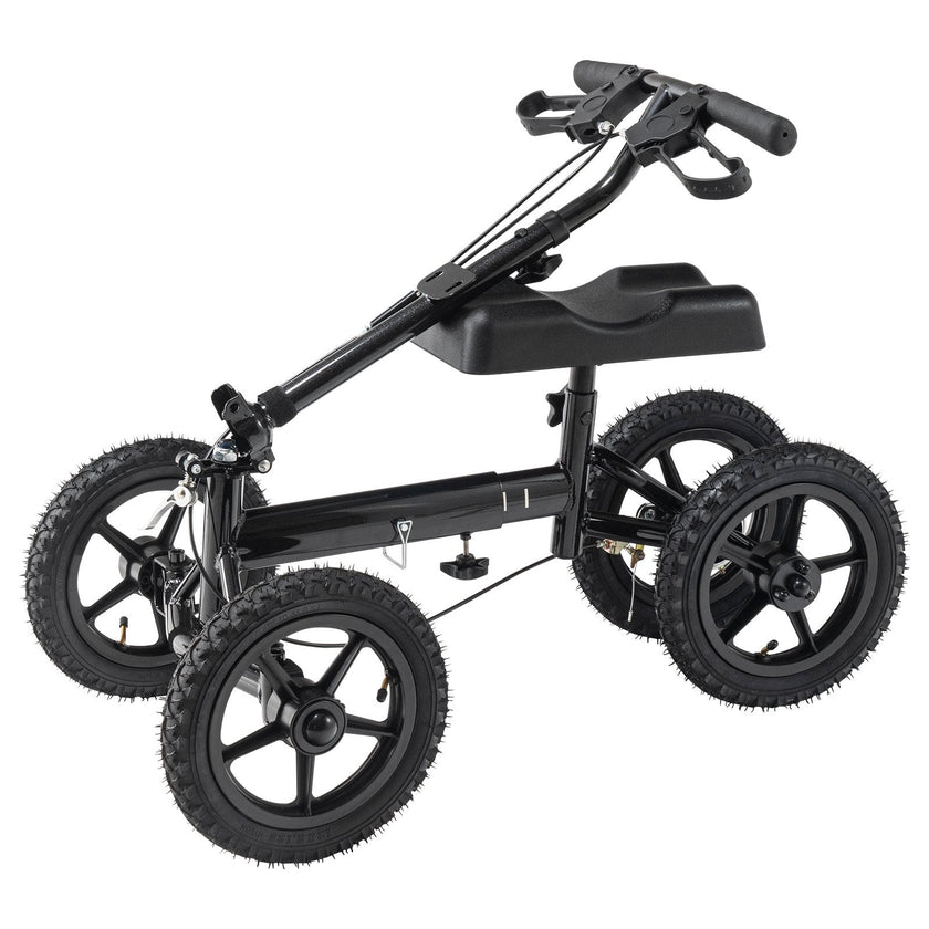 VEVOR Folding Knee Scooter, Aluminum Steerable Knee Walker with Height-Adjustable Handlebar & Knee Pad, 12