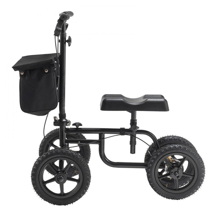 VEVOR Folding Knee Scooter, Carbon Steel Steerable Knee Walker with Height-Adjustable Handlebar & Knee Pad, 12