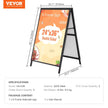 VEVOR A Frame Sidewalk Sign, 24x36 Inch Heavy Duty Slide-in Signboard Holder, Double-Sided Folding Sandwich Board Signs, Steel Pavement Sign Poster for Outdoor Business Street Advertising (Frame only)