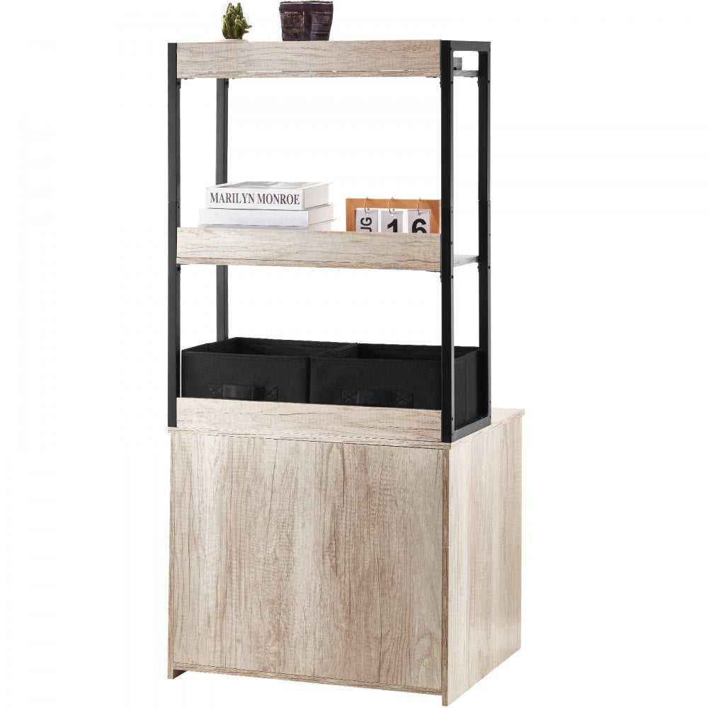 VEVOR Cat Litter Box Enclosure Litter Box Furniture Hidden 2 Shelves & 2 Baskets