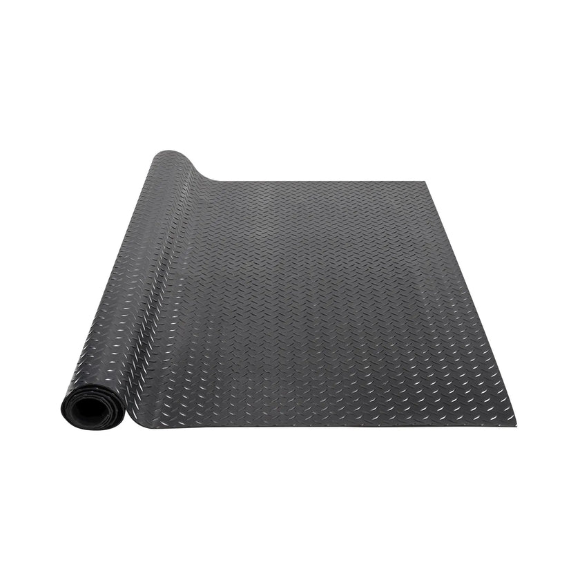 VEVOR Diamond-Plate Rubber Flooring Roll, 3 mm x 4 ft x 10 ft Garage Floor Mat, SBR Rubber Garage Flooring Roll, Easy to Clean, Diamond Plate Rubber Mat for Under Cars, Garage Industry Gym, Black