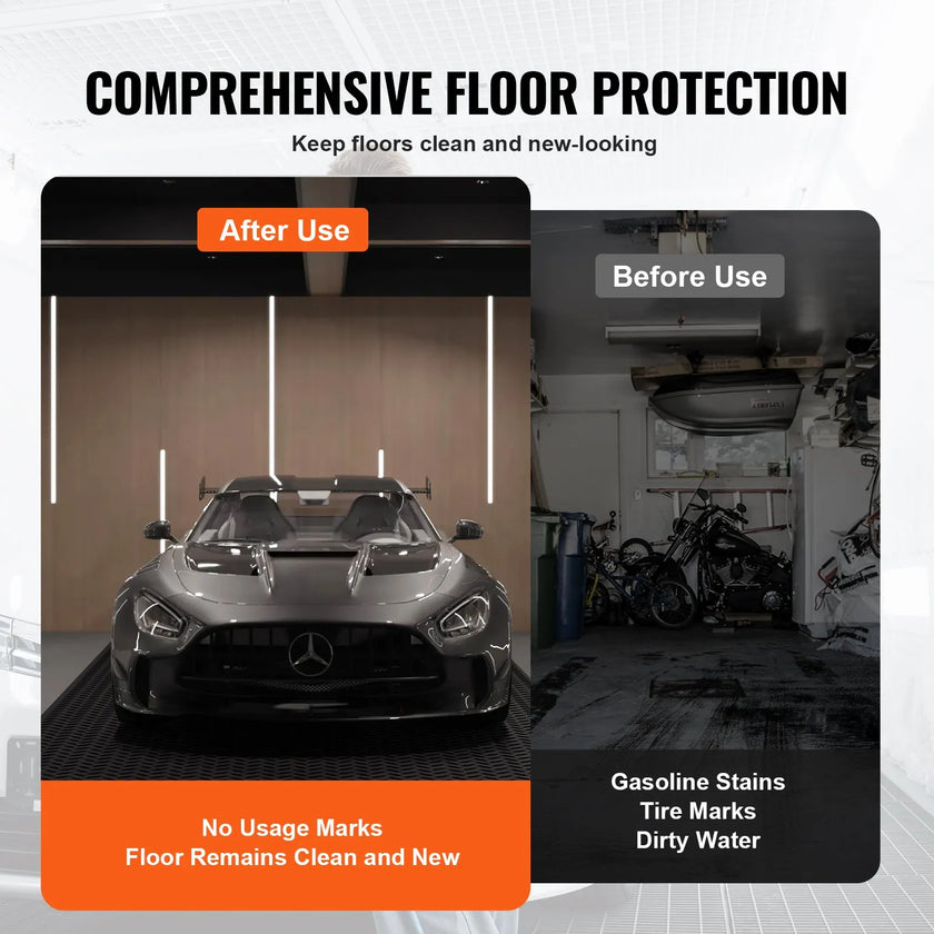 VEVOR Diamond-Plate Rubber Flooring Roll, 3 mm x 4 ft x 15 ft Garage Floor Mat, SBR Rubber Garage Flooring Roll, Easy to Clean, Diamond Plate Rubber Mat for Under Cars, Garage Industry Gym, Black