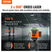 VEVOR Laser Level, 100ft, Self Leveling Manual Green 3 x 360° Cross Line Laser, IP54 Waterproof Remote Control Manual Self-leveling Mode & 8h Continuous Working Time Line Laser, Battery and Stand Incl