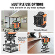 VEVOR Laser Level, 100ft, Self Leveling Manual Green 3 x 360° Cross Line Laser, IP54 Waterproof Remote Control Manual Self-leveling Mode & 5h Continuous Working Time Line Laser, Battery Include