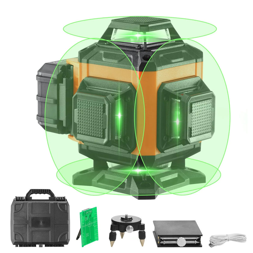 VEVOR Laser Level, 100ft, Self Leveling Manual Green 3 x 360° Cross Line Laser, IP54 Waterproof Remote Control Manual Self-leveling Mode & 5h Continuous Working Time Line Laser, Battery Include