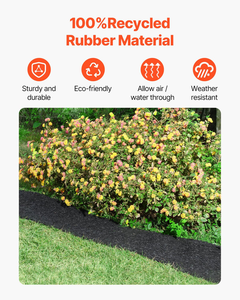 VEVOR 2 Rolls Rubber Mulch Roll for Landscaping 120 x 4.5in Rubber Mulch Mat