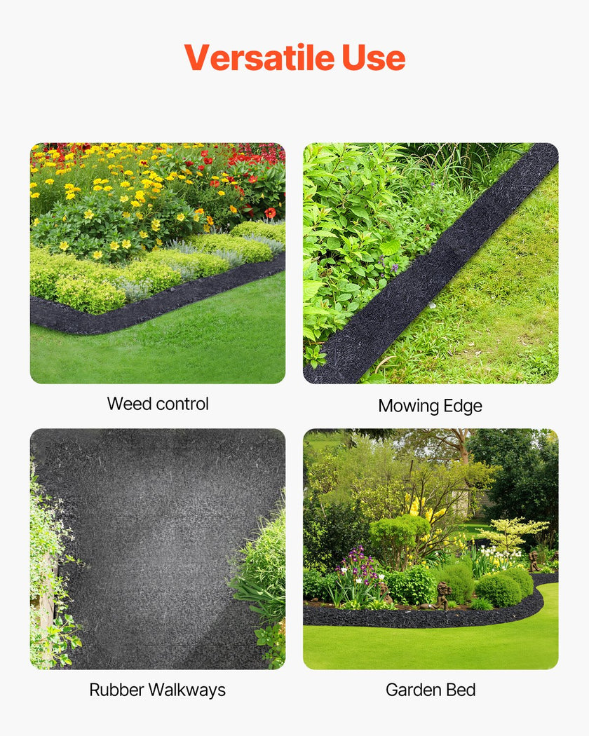 VEVOR 2 Rolls Rubber Mulch Roll for Landscaping 120 x 4.5in Rubber Mulch Mat