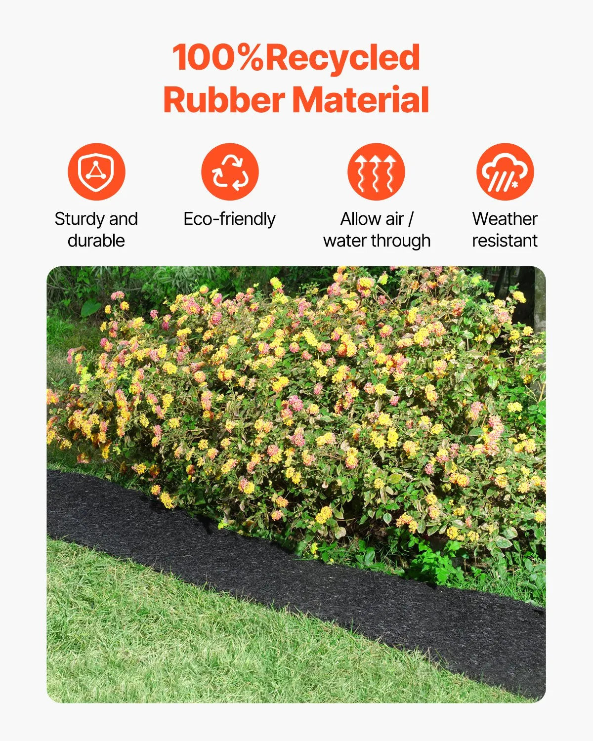 VEVOR Rubber Mulch Roll for Landscaping 96 x 22in Rubber Mulch Mat Pathway
