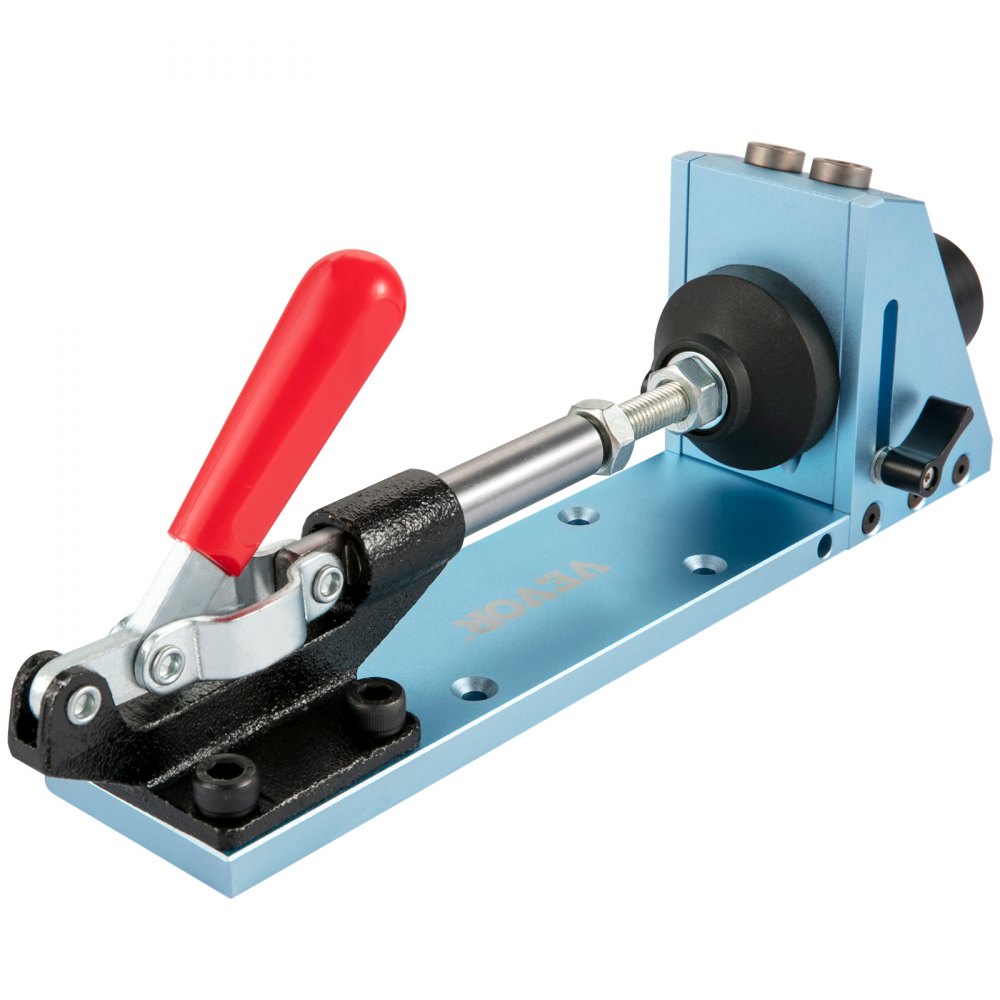 VEVOR Pocket Hole Jig Kit, Professional and Upgraded Aluminum, Adjustable & Easy to Use Joinery Woodworking System, Wood Guides Joint Angle Tool with Clamping Pliers Screw for DIY Carpentry Projects