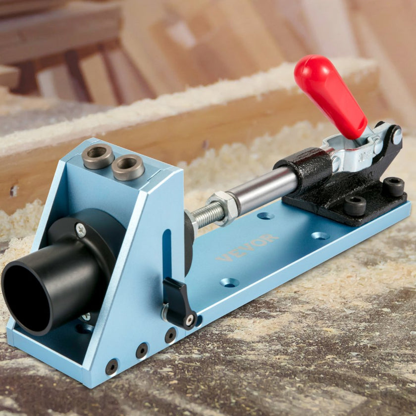 VEVOR Pocket Hole Jig Kit, Adjustable & Easy to Use Joinery Woodworking System, Professional and Upgraded Aluminum, Wood Guides Joint Angle Tool with Extension Rod Screws for DIY Carpentry Projects