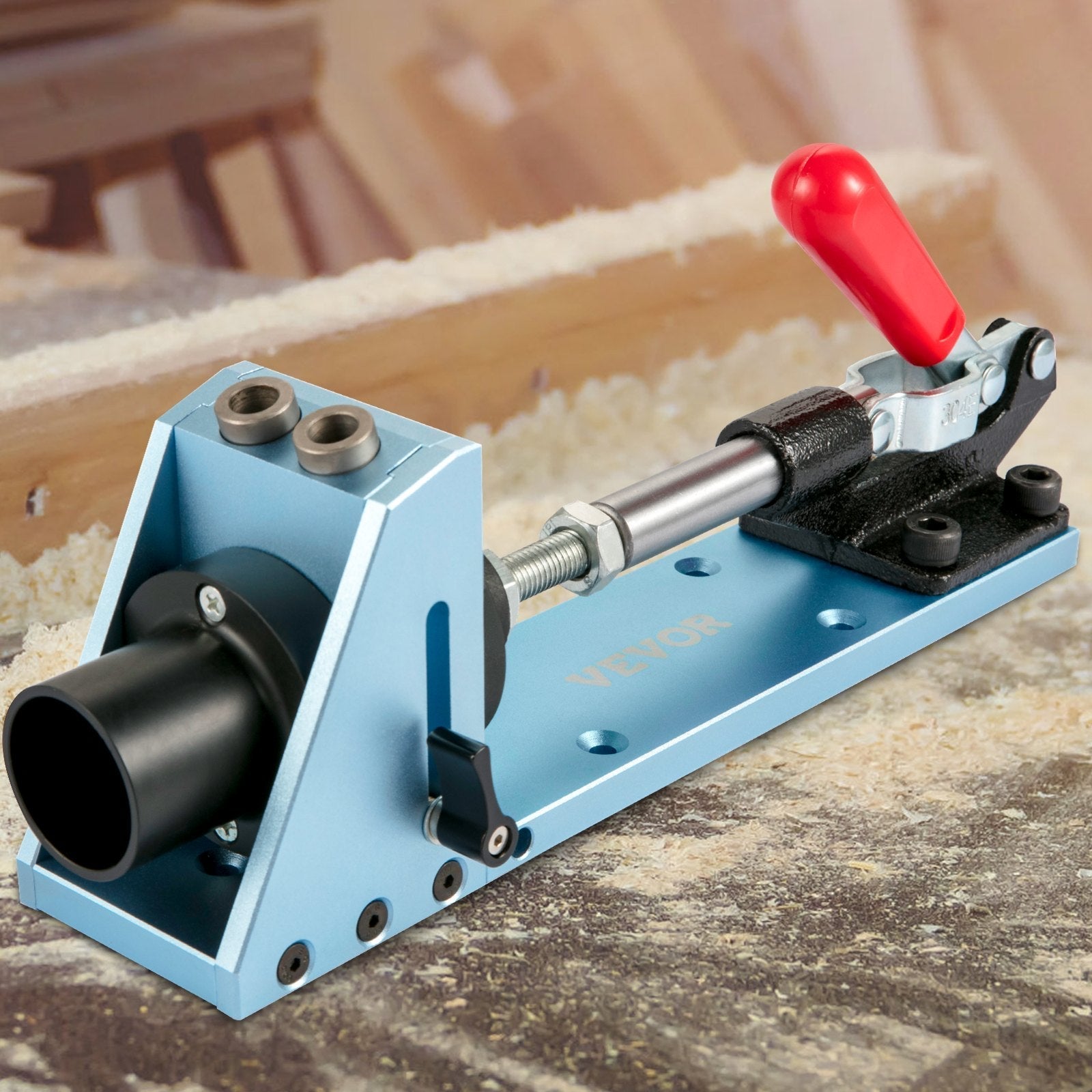 VEVOR Pocket Hole Jig Kit, Professional and Upgraded Aluminum, Adjustable & Easy to Use Joinery Woodworking System, Guides Joint Angle w/Extension Rod Clamping Pliers 200PCS Screws for DIY Carpentry