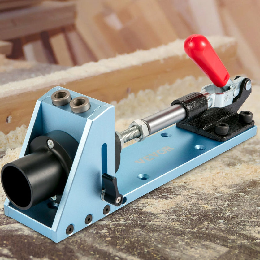 VEVOR Pocket Hole Jig Kit, Professional and Upgraded Aluminum, Adjustable & Easy to Use Joinery Woodworking System, Guides Joint Angle w/Extension Rod Clamping Pliers 200PCS Screws for DIY Carpentry