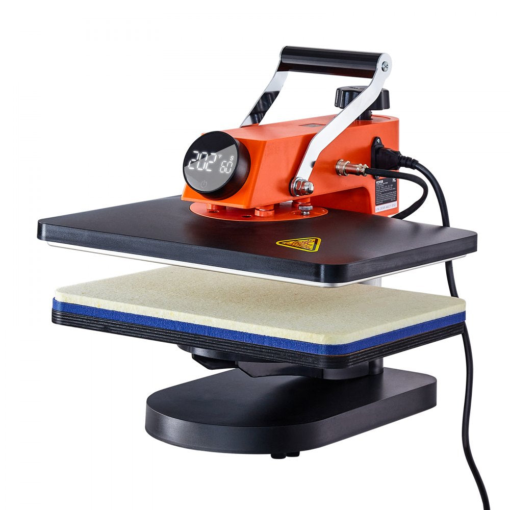 VEVOR Heat Press Machine, 12 x 15 inches Fast Heating 360 Swing Away Digital Sublimation Transfer, 5-in-1 T-Shirt Vinyl Transfer Printer for Banners Canvas Bag Pillow Shirts Cups Plates Caps