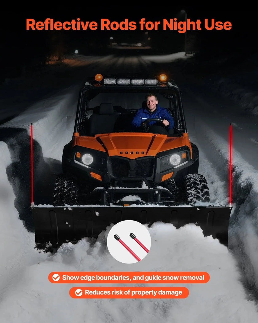 VEVOR Snow Plow Blade, 43 in/72 in Width Adjustable Snow Plow Kit, Easy to Detach, Universal Mount Plowing Attachment with Rubber Flaps, Heavy Duty Steel Blade, Compatible with Most UTV & ATV