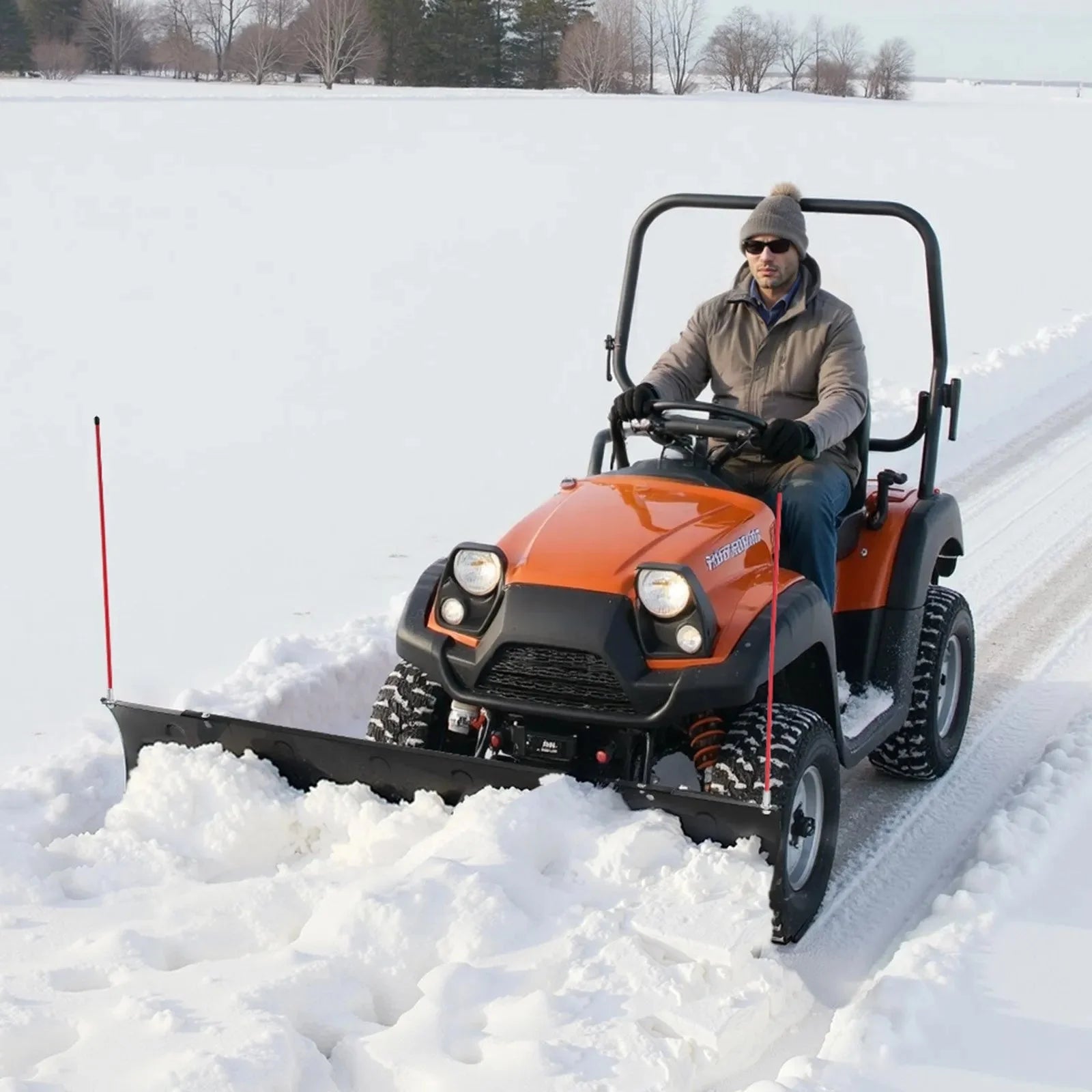 VEVOR Snow Plow Blade, 43 in/72 in Width Adjustable Snow Plow Kit, Easy to Detach, Universal Mount Plowing Attachment with Rubber Flaps, Heavy Duty Steel Blade, Compatible with Most UTV & ATV