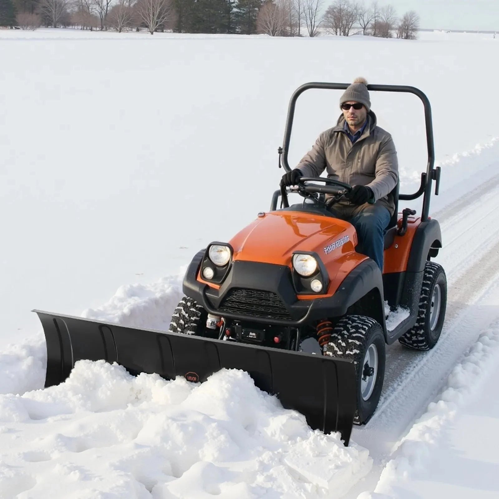 VEVOR Snow Plow Kit, 48in Universal Snow Plow Attachment, Height & Left-Right Adjustable, Quick To Detach, Steel ATV Scrape Blade, 3 Mount Options, Efficient Snows Clearing, for Most ATVs & UTVs