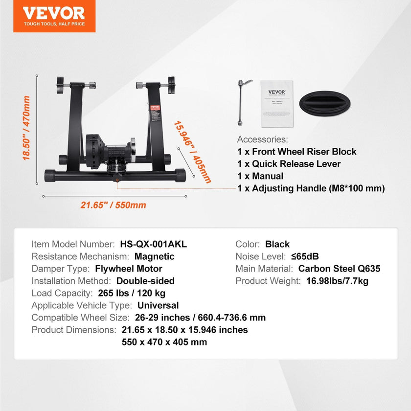 VEVOR Bike Trainer Stand, Magnetic Stationary Bike Stand for 26