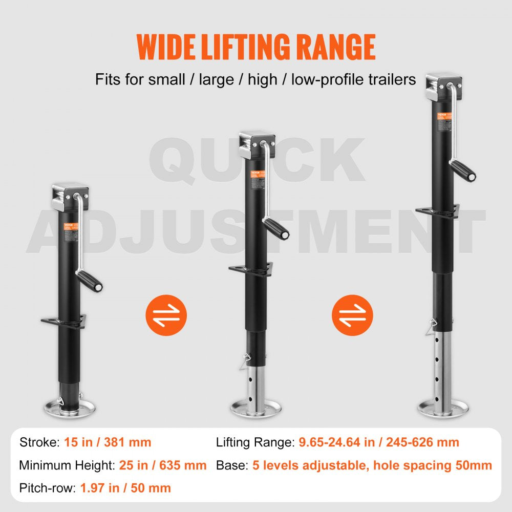 VEVOR Trailer Jack, Trailer Tongue Jack A-frame Bolt on Weight Capacity 5000 lb, Trailer Jack Stand with Handle for Lifting RV Trailer, Horse Trailer, Utility Trailer, Yacht Trailer