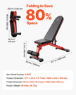 VEVOR Weight Bench Sit up Bench Home Gym Strength Training Adjustable Foldable
