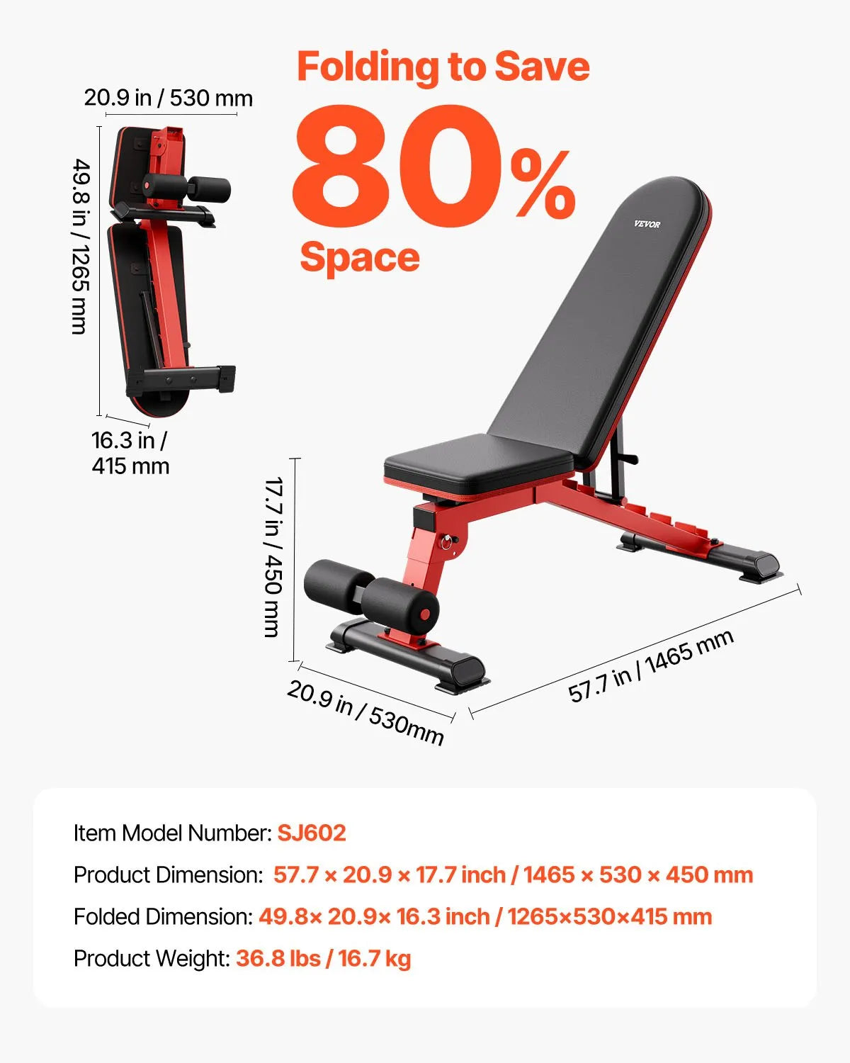 VEVOR Weight Bench Sit up Bench Home Gym Strength Training Adjustable Foldable
