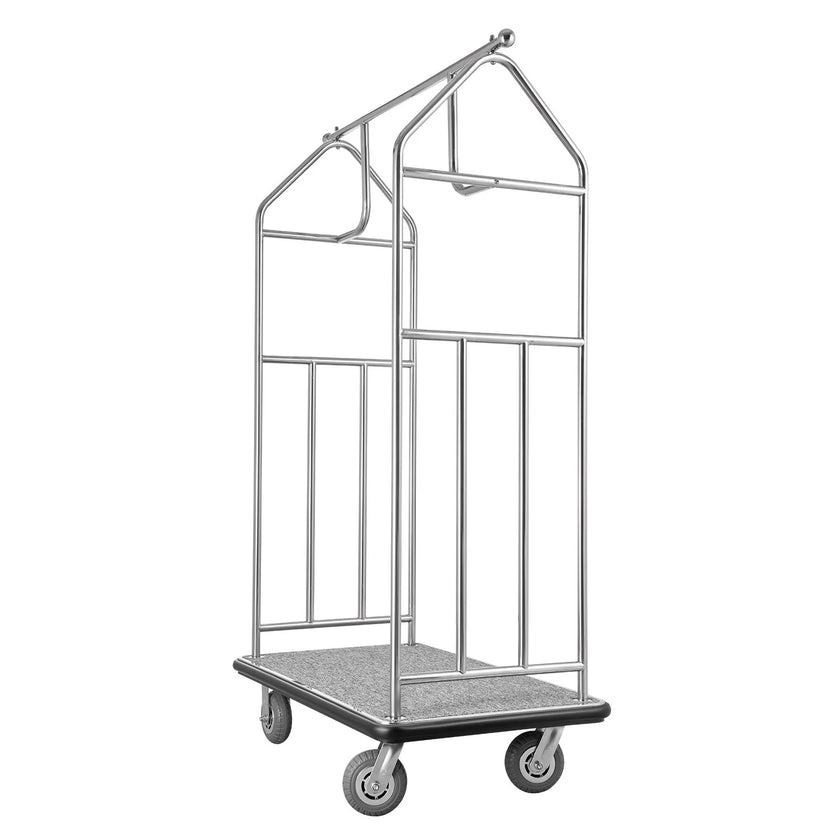 VEVOR Hotel Luggage Cart 800 LBS Brushed Stainless Steel Finish Bellman's Cart
