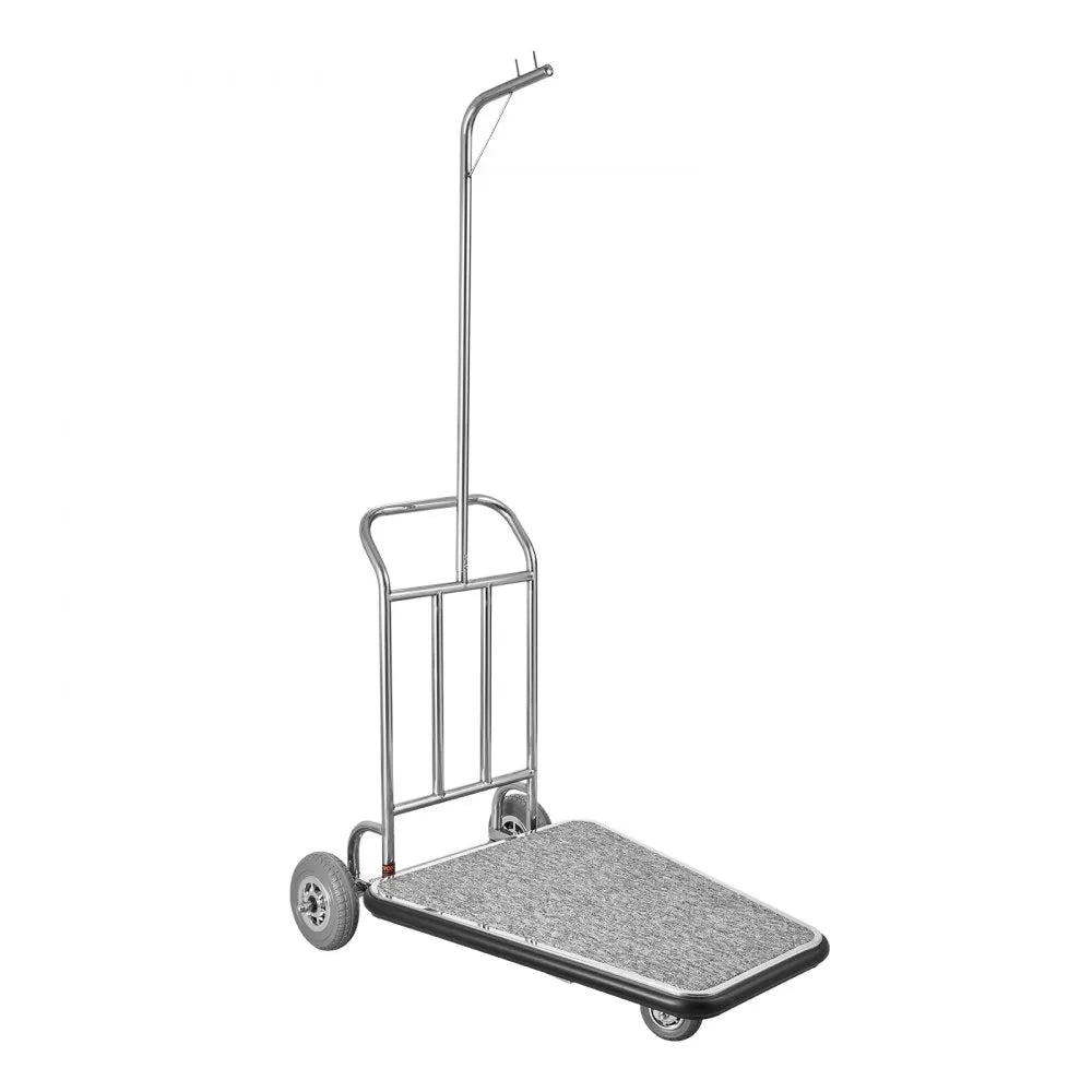 VEVOR Luggage Cart 600 LBS 3 Wheel Stainless Steel Finish Bellman's Cart