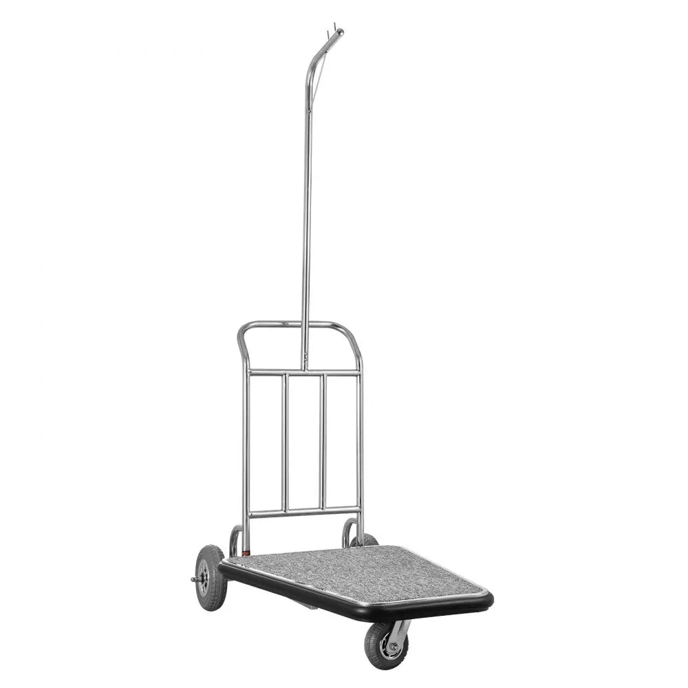 VEVOR Luggage Cart 600 LBS 3 Wheel Stainless Steel Finish Bellman's Cart