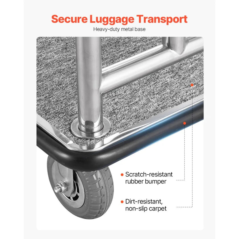 VEVOR Hotel Luggage Cart 750 LBS Platform Truck with Removable Front Frame