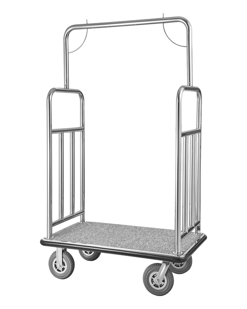 VEVOR Hotel Luggage Cart 1200 LBS Brushed Stainless Steel Finish Bellman's Cart