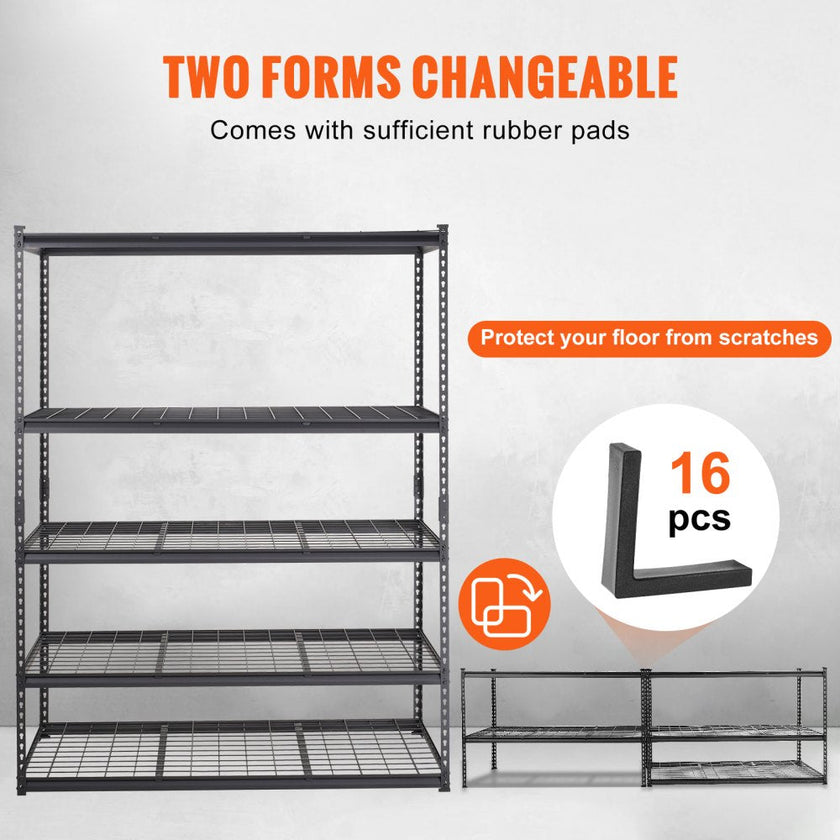 VEVOR Storage Shelving Unit, 5-Tier Adjustable, 2000 lbs Capacity, Heavy Duty Garage Shelves Metal Organizer Wire Rack, Black, 60