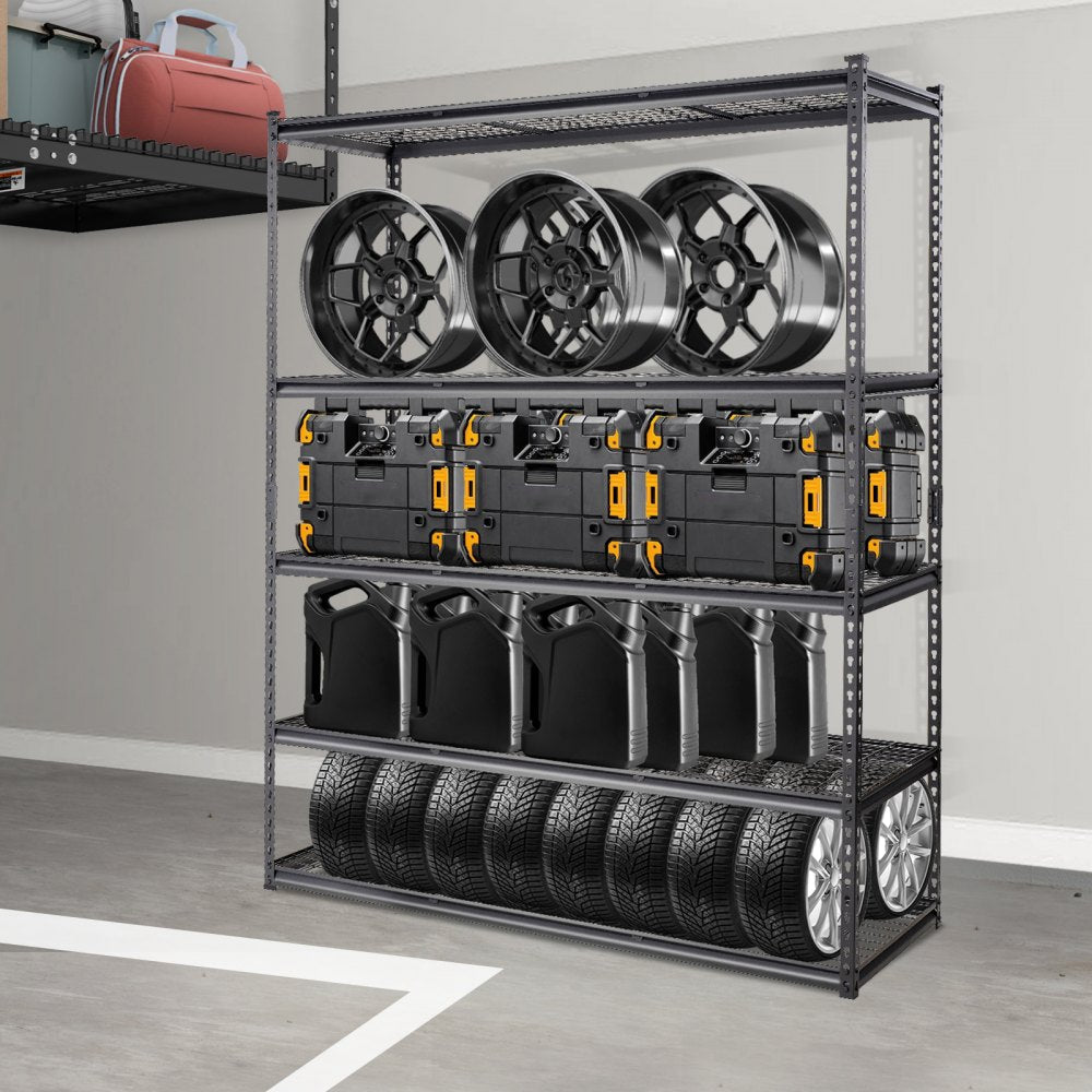VEVOR Storage Shelving Unit, 5-Tier Adjustable, 2000 lbs Capacity, Heavy Duty Garage Shelves Metal Organizer Wire Rack, Black, 60