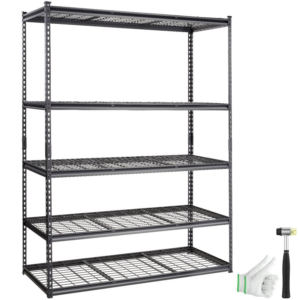 VEVOR Storage Shelving Unit, 5-Tier Adjustable, 2000 lbs Capacity, Heavy Duty Garage Shelves Metal Organizer Wire Rack, Black, 60