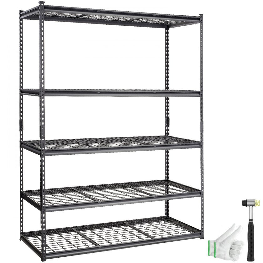 VEVOR Storage Shelving Unit, 5-Tier Adjustable, 2000 lbs Capacity, Heavy Duty Garage Shelves Metal Organizer Wire Rack, Black, 60