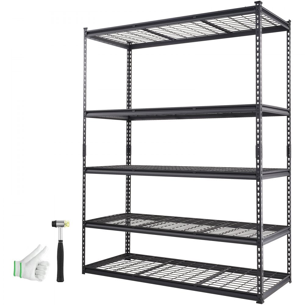 VEVOR Storage Shelving Unit, 5-Tier Adjustable, 2000 lbs Capacity, Heavy Duty Garage Shelves Metal Organizer Wire Rack, Black, 60