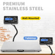 VEVOR 1100Lbs x 0.2Lbs Digital Livestock Scale Large Pet Vet Scale Stainless Steel Platform Electronic Postal Shipping Scale Heavy Duty Large Dog Hog Sheep Goat Pig Sheep Scale
