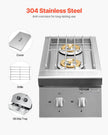 VEVOR Double Grilling Side Burners for Outdoor 2x15,000BTU Propane & Natural Gas