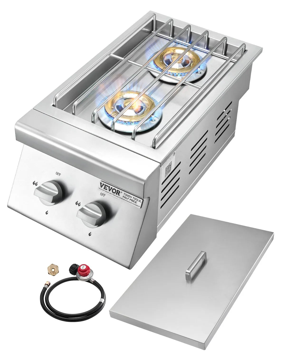 VEVOR Double Grilling Side Burners for Outdoor 2x15,000BTU Propane & Natural Gas