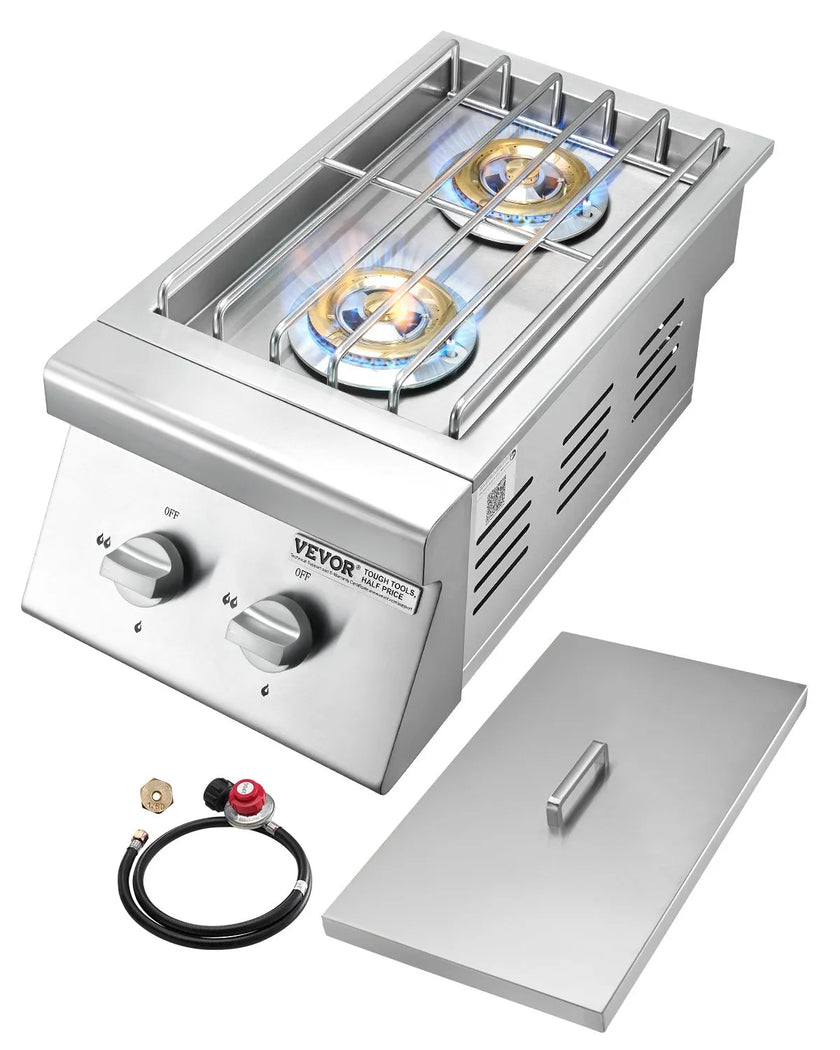 VEVOR Double Grilling Side Burners for Outdoor 2x15,000BTU Propane & Natural Gas