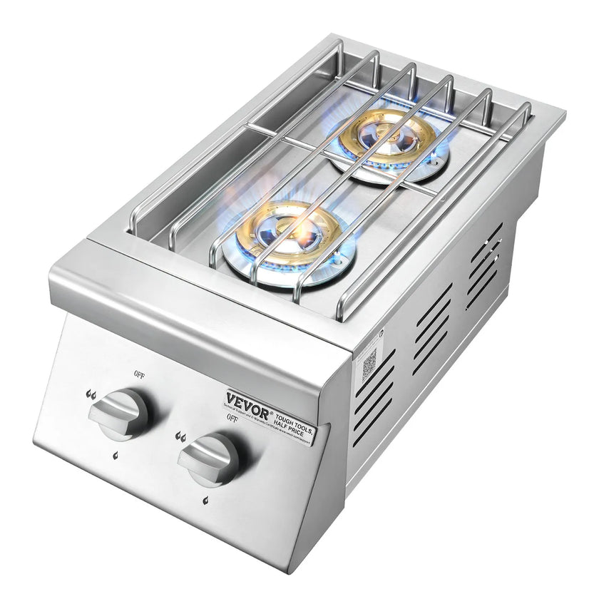 VEVOR Double Grilling Side Burners for Outdoor 2x15,000BTU Propane & Natural Gas