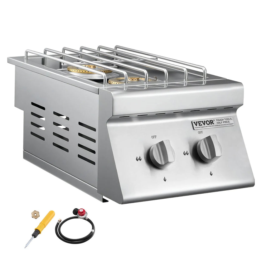 VEVOR Double Grilling Side Burners for Outdoor 2x15,000BTU Propane & Natural Gas