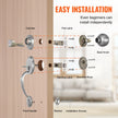 VEVOR Front Door Handle and Deadbolt Set, Satin Nickel Front Door Lock Set with Interior Knob, Single Cylinder Handleset Adjustable Hole Spacing, for Right and Left Handed Entrance and Front Door