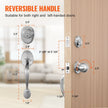 VEVOR Front Door Handle and Deadbolt Set, Satin Nickel Front Door Lock Set with Interior Knob, Single Cylinder Handleset Adjustable Hole Spacing, for Right and Left Handed Entrance and Front Door