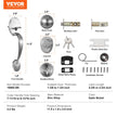 VEVOR Front Door Handle and Deadbolt Set, Satin Nickel Front Door Lock Set with Interior Knob, Single Cylinder Handleset Adjustable Hole Spacing, for Right and Left Handed Entrance and Front Door