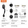 VEVOR Front Door Handle and Deadbolt Set, Matte Black Front Door Lock Set with Interior Knob, Single Cylinder Handleset Adjustable Hole Spacing, for Right and Left Handed Entrance and Front Door